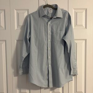 Men's Brooks Brothers Regent Blue and green Plaid Shirt - 16.5 - 2/3